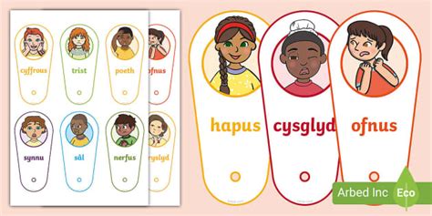 Emotion Fans Welsh (teacher made) - Twinkl