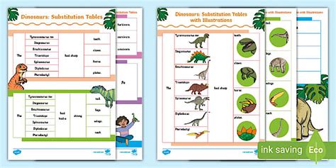 Dinosaurs: Substitution Tables