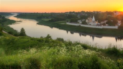 Download wallpaper river, Church, temple, the monastery, section ...
