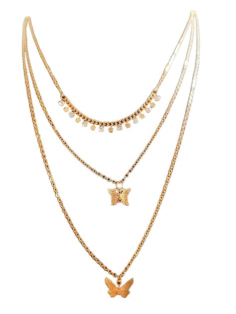 Buy Bling it up! Three layered gold plated Butterflies neckpiece ...