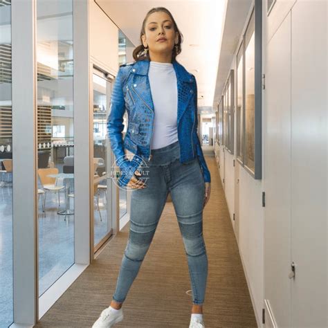 Womens Blue Croc Embossed Effect Motorcycle Biker Genuine Leather Jack ...