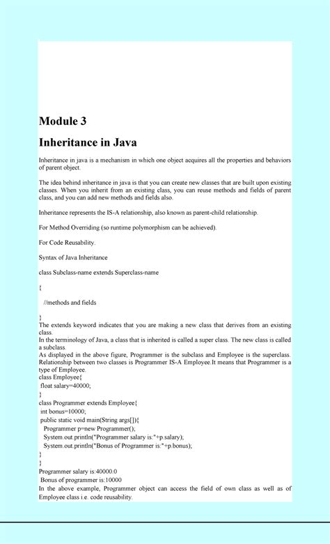 Cs206-javaProgrammer language java - Module 3 Inheritance in Java ...