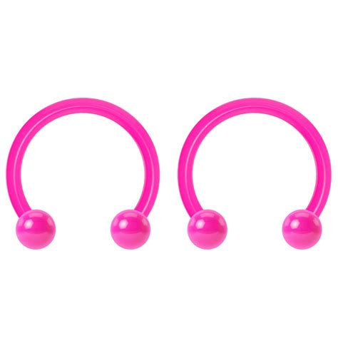 Buy 2pc 16mm Dental-Grade Acrylic Pink Horseshoe Bar Hoop 4mm Ball ...