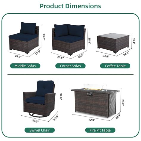 UPHA 10-Piece Wicker Patio Sofa Conversation Set with Blue Cushions ...