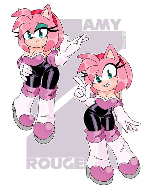 amy rose and rouge the bat (sonic) drawn by nico-neko | Danbooru