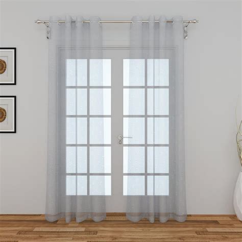 Buy Crystal Stardom Embroidered Sheer Door Curtain Pair - 110 x 225 cm ...