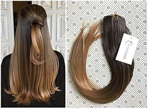 DevaLook Hair Extensions Dark brown to honey blonde: 22 Inches Straight ...