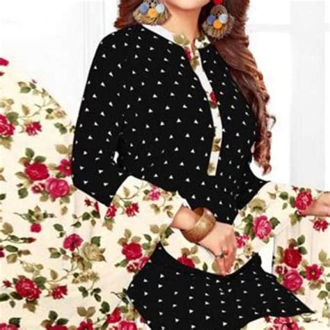 Black Casual Wear Printed Leon Patiala Dress Material