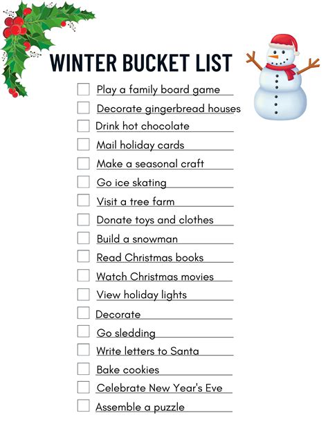Winter Bucket List Printables - planningforkeeps.com