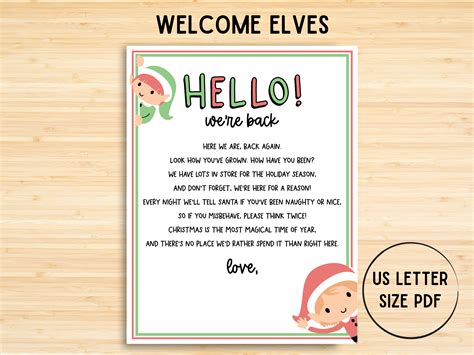Elf We're Back, Elf Note, Welcome Arrival Letter for Two Elves, Hello ...
