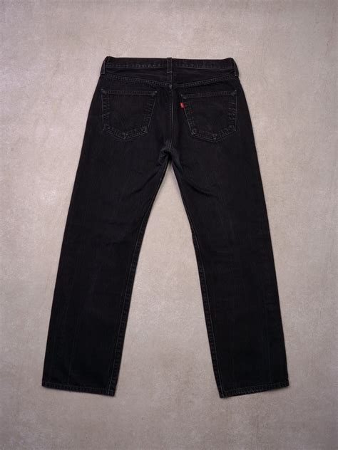 Vintage Black Levi's 501 Straight Leg Button Fly Denim Jeans (32x29 ...