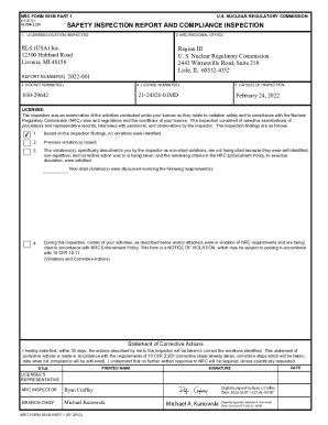Fillable Online RLS (USA) Inc. - NRC Form 591M Part 1, Inspection ...