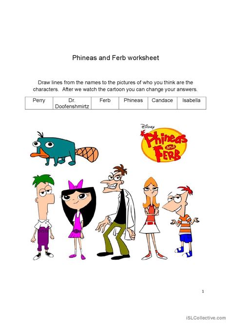 Phineas and Ferb Rollercoaster video…: English ESL worksheets pdf & doc