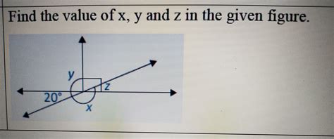 Find the value of x, y and z in the given figure. Please explain in ...
