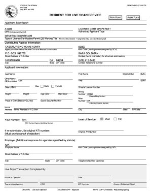 Fillable Online cdph ca LiveScan Application Form - State of California ...