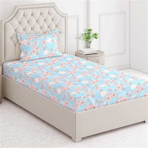 Buy LAYERS Cotton Plus 124TC Floral Printed 2Pcs Single Bedsheet Set ...