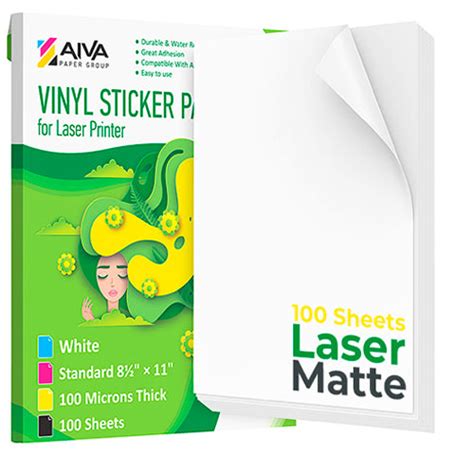 Printable Vinyl Sticker Paper Laser Matte 100 sheets – AIVA Paper Group