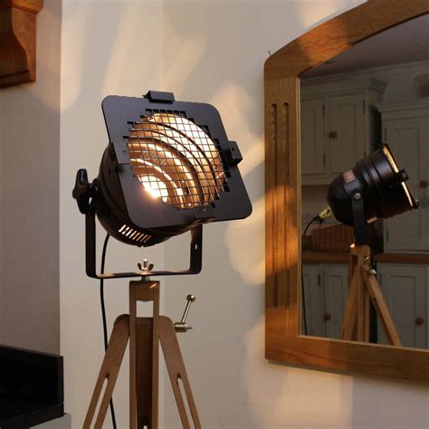 Floor Lamp - Theatre Spot Light On Wooden Tripod - Short Black | Lamp ...