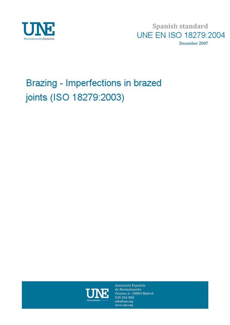 UNE EN ISO 18279:2004 Brazing - Imperfections in brazed joints (ISO ...