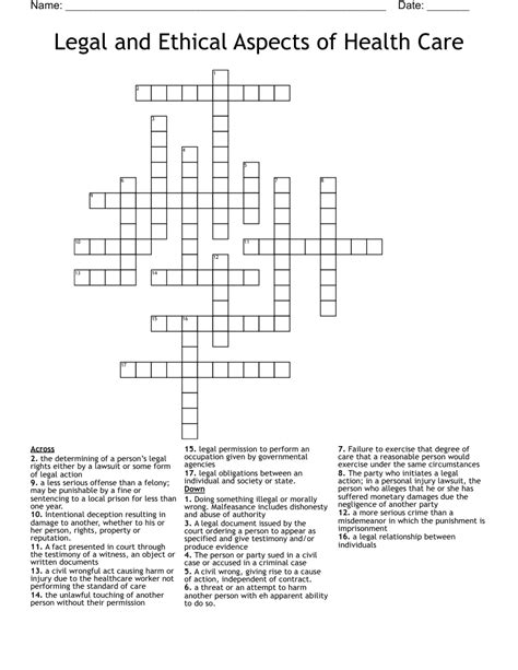 Medical Law & Ethics: Learning Unit 1 Quiz Worksheet - WordMint