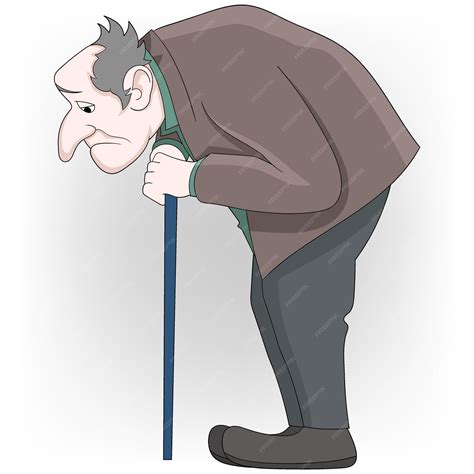 Premium Vector | Old man walking with a hunched posture