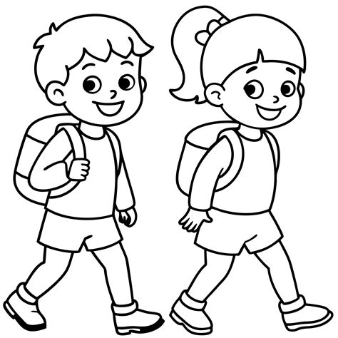 Happy Children Walking to School with Backpacks Illustration in 2025 ...