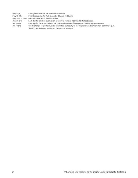 Villanova University Academic Calendar 2026-2027 [PDF]
