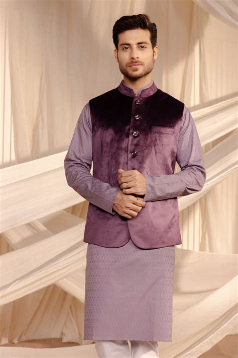 Buy Purple Color Velvet Waist Coat For Men Online | Cityvibes