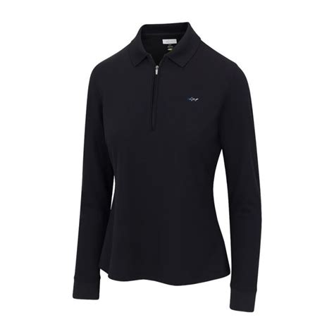 Women's Long Sleeve Classic Pique Polo T-Shirt - Black – golfbuyindia