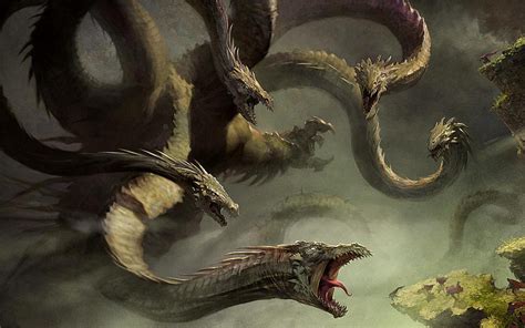 Epic Hydra Fantasy Creature HD Wallpaper