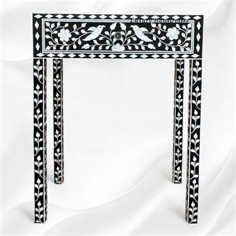 Aura Mother of Pearl Inlay Console Black | Mother Of Pearl Desk ...