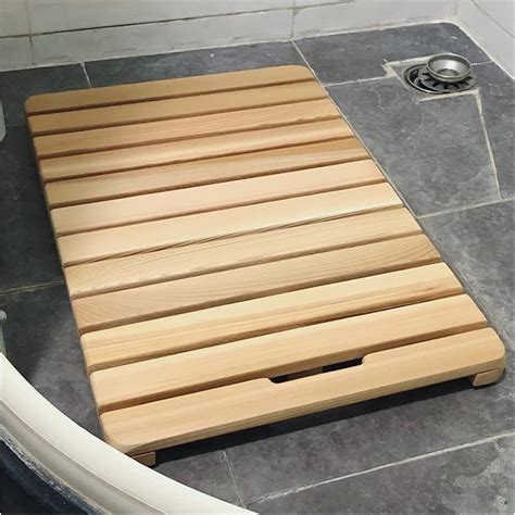 Amazon.com: LXXW Wood Shower Bath Mat Slats Splice Restroom Foot Pad ...