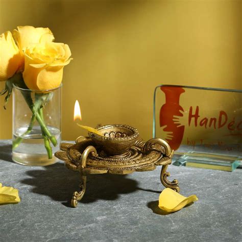 Buy Lotus Shaped Round Brass Diya Brass Showpiece Online at Best Price