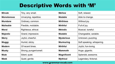 Adjectives: M Words to Describe Someone - GrammarVocab