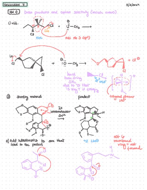 Chem 3A Discussion Notes - DISCUSSION 7 3/8/ Draw products and explain ...