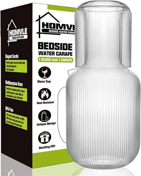Amazon.com: Bedside Carafe and Glass set - 25 Oz Vertical Stripes ...