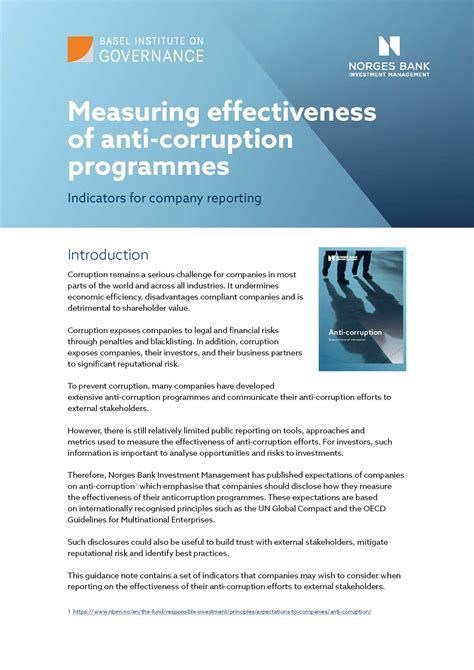 Measuring effectiveness of anti-corruption programmes: Indicators for ...