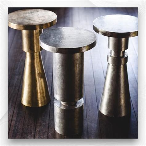Embossed White Metal Side Table Cylindrical Shape – Luxury Handicrafts