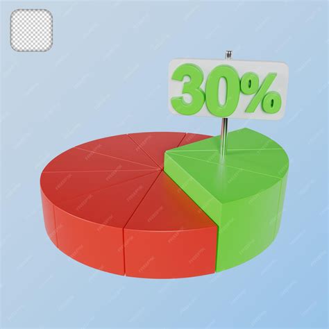 Premium PSD | Pie chart 30 percentage 3d illustration