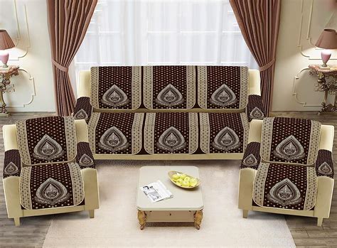 Dazzling DECOR Velvet Sofa Cover with Arm Covers Set of 5 Seater ...