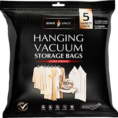 GENIE SPACE Hanging Vacuum Bags - Variety 5 Pack | 2 Extra Long & 3 ...
