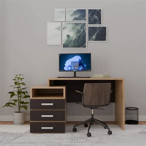 Augustine Dual Tone Engineered Wood Study Table | Walnut Brown