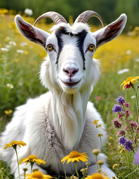 Goat Flower Meadow Animal Portrait Free Stock Photo - Public Domain ...