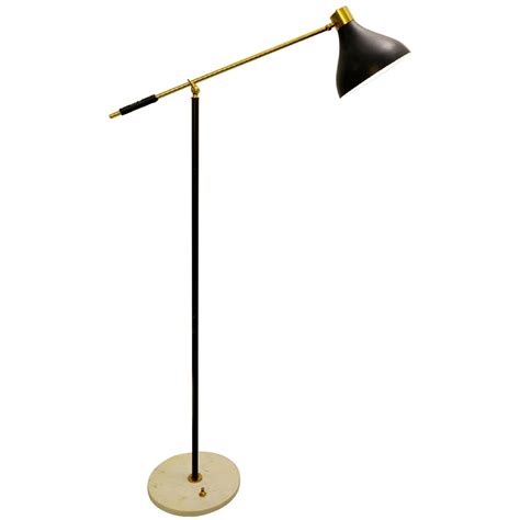Five-Arm Mid-Century Modern Floor Lamp in Brass with White Marble Base ...