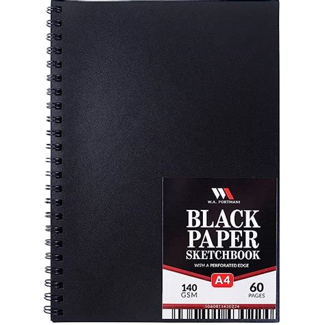 Buy WA Portman Black Paper Sketchbook - A4 Sketchbook with Black ...