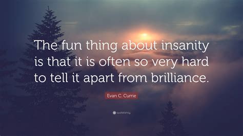 Evan C. Currie Quote: “The fun thing about insanity is that it is often ...