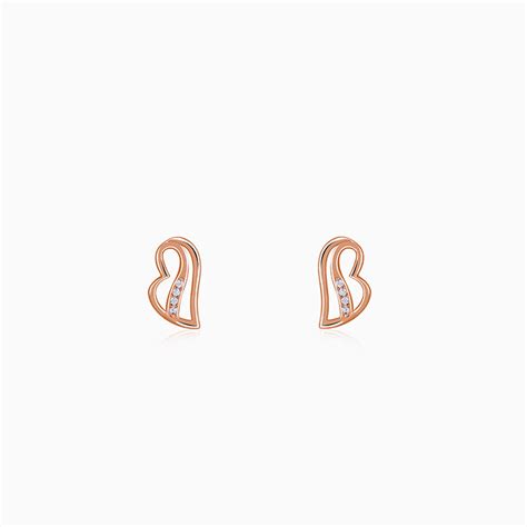 Rose Gold Floating Heart Stud Earrings – GIVA