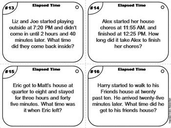 Elapsed Time Word Problems Task Cards Activity by Science Spot | TPT