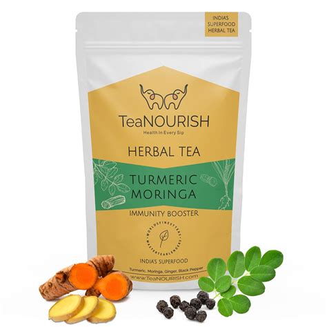 TEANOURISH Turmeric Moringa Herbal Tea | Blend Of Indian Superfoods ...
