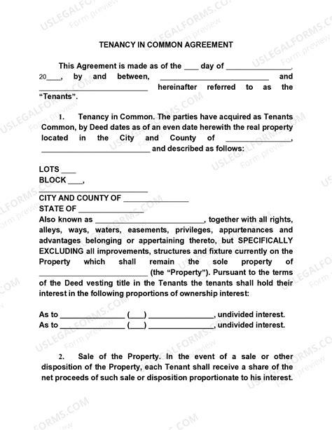 Agreement For Tenants In Common | US Legal Forms